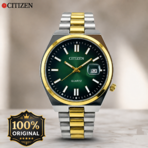 CITIZEN Fashion Men’s Watch-Silver Green Golden